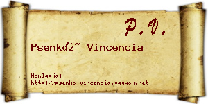 Psenkó Vincencia névjegykártya