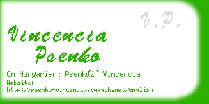 vincencia psenko business card
